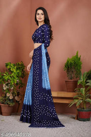 Best Chiffon Silk Bandhani Daily Wear Saree