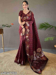 Party wear  Soft Silk  Jacquard Saree With Blouse