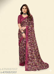 Festive Wear Georgette Printed Women's Saree with Un-stitched Blouse