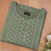 Chikankari Kurti For Women Latest (Calf Length, 3/4th Sleeve)