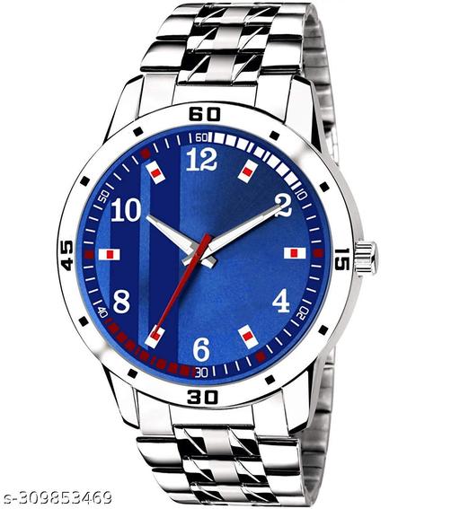 Men's Steel Chain silver Blue Men style Boys Hand Watch Gents 2024 Luxury Design Steel Chain New Model Analog Watch - For Men