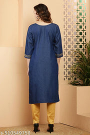 Royal Denim Embroidered Kurti For Girls and Women