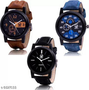 Attractive Men Brown Leather Analog Watch