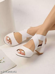heels sandals for women and girls stylish and trendy heels for women and girls (White)