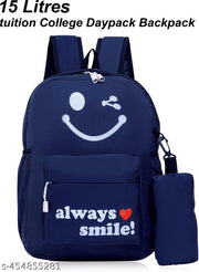 Casaul Smiley printed trending design shoulder college bag for girls with pouch