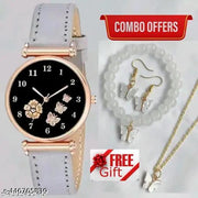 Flower Designer Leather Women's and Girl's Watch Analog Watches And Free Gift