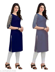 Women's Latest Design 3/4 Sleeve Combo Kurta for Daily Use Pack Of 2 Regular Fit Kurta
