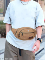 NFI essentials Waist Chest Bag for Men Women Belt Sling Pouch Crossbody Unisex Crossover Fanny Pack One Side Travel Hiking Zip Bag Multipurpose Canvas Adjustable Strap Shoulder Running Money Phone Bag