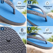 YUKI Unisex Grey Blue Flip Flops | Rubber Slippers | Hawai Chappal | Lightweight Non Slip Waterproof Slippers | Casual Footwear for Men & Women