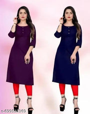 Dazzor fox crep kurti for women daily wear 3/4 sleave pack 2 low price  traindly