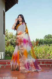 NEW FANCY ORGANZA SAREE  MULTY COLOUR SAREE