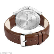 Rishox Trendy Brown Leather Strap Watch for Men, Men watches, Boys Watch, Wrist Watch, White Watch, Partywear Leather Watches, Gents Watches, Wrist Watches for men, Trending Watch(Best Gift Pack for Brother, Father, Boyfriend)