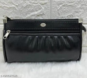 FLIKKER: Casual Women's Attractive Solid Clutch Women's Multi Zip Daily Use Black Cluthes Handbag for Girls Mobile Purse Women (Black, Pack of: 1)