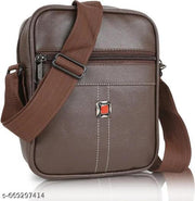 Shoulder bag for men | PU leather sling bag | Men’s Office Sling Bag | PU Leather Crossbody Shoulder Bag for Daily Essentials | Premium PU Leather Men Sling Bag | Lightweight Crossbody Bag for Travel & Casual Use Brown