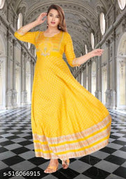 WSP Latest new Silver Printed Anarkali Gowns for Women and Girls