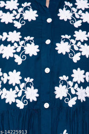 PURVIJA KURTIES STYLISH WHITE EMBROIDERED FLARED KURTA