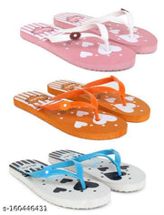 Phonolite Daily use Printed Hawaii chappal slipper flipflop casual slipper for women and girls pack of 3combo set