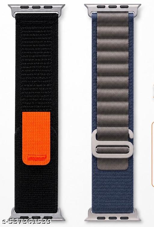 Trail Loop Alpine Loop Straps Compatible with Watch 49mm 45mm 44mm 42mm, Adjustable Velcro Premium Strap for iWatch Ultra & Ultra 2 Series SE 8 7 6 5 4 3 2 1. (Only 2 Pcs Trail Loop Strap, Watch NOT Included) Alpine Blue Trail Black Combo Pack of 2
