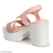 Kajmi Women Cross-Strap style Heel footwear wedges Block Chunky High Heel Ankle Elastic Strap Open Toe Sandl for women girls ledies