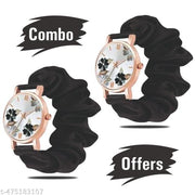 Black Ribbin Belt | Flower  Dial | Girl’s Watch_Combo