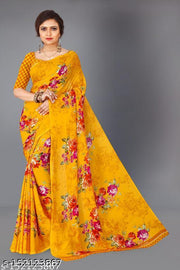 Women's Floral Printed Daily Wear Saree with Unstitched Blouse Piece
