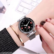Silver New Flower Magnet belt wrist Analog Watch for Girls and Women