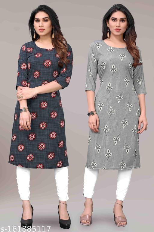 Women Printed Crepe Kurtis combo of 2