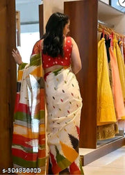 Linen Cotton Digital Print Saree for Women  Soft & Lightweight Ethnic Wear Cotton Fabric Perfect for Casual, Office & Festive Wear  Stylish Printed Saree with Blouse Piece