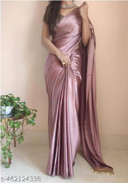Plain Bollywood Satin, Silk Blend Saree