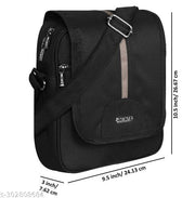 LOREM Mink Black Casual PVC Coated Matty Fabric Cross Body Sling Bag For Men SL09
