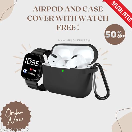 Premium Bluetooth Earbuds & Digital Watch Combo – Noise-Canceling, True Wireless Earbuds, Sports, Sweatproof, Touch Control, Long Battery Life, Water-Resistant Luxury Analog Men’s Watch, Stylish Wristwatch (BT+COVER+WATCH)