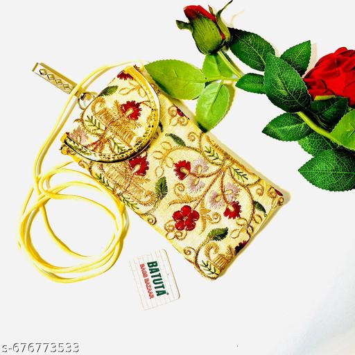 Women Clutch Silk Saree Mobile Pouch Waist Clip Ladies Phone Purse for Gift Mobile Bag / Mobile Hanging pouch / Potli Bag Sling bag