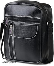 Men shoulder bag | Small travel bag for men | Office sling bag men | Premium Leather Crossbody Sling Bag for Men | Compact Side Bag with Zipper Black