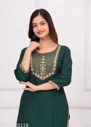 Women Embroidered Straight Kurta