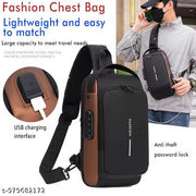 Waterproof Polyester Slim Unisex Crossbody Sling Bag Chest Backpack Men's Shoulder Bag, Leisure Travel Handbag, Hard Shell Anti-Theft Chest Bag