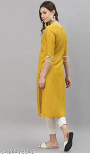 Women's Embroidery Kurti Mustard  Colour