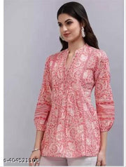 WOMEN'S JAIPURI FLORAL SHORT KURTA ,FLORAL SHORT KURTA,SHORT KURTA FOR JEANS