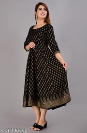 Stylish Rayon Gold Printed Kurti