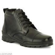 Coolsteps shoes Men's Black Genuine Leather Lace-Ups Police Boot Shoe