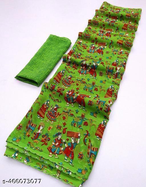 Georgette Printed Saree (Lace Border)