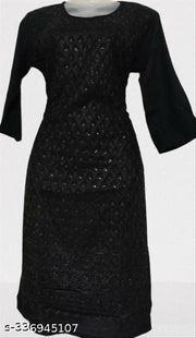 women cotton chikan Embroidery Kurtis