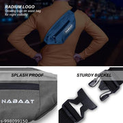 NABAAT SwiftPack Waist Bag for Men and Women, Chest Fanny Pack, Belt Bum Bag for Running, Hiking, Small Travel Bag, Sports Sling Money Pouch for Women with Key Holder, Radium logo and Adjustable Belt (Grey)