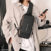 NISHIV Sling Bag Business Men Bag Chest Crossbody Bags with USB Charging Port Waterproof Small Backpack for Outdoor Work Hiking Running Sport Travel Bag Shoulder Bag for Cycling (Black and Brown)