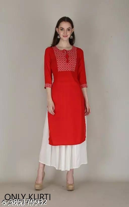 rayon kurti embroidered