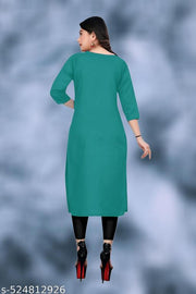 Plain Ethnic Pack of 2 American Regular Fit Kurta Round Neck New Stylish Casual Crepe Fabric Kurti For Women