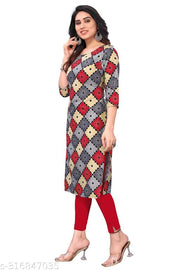 Women Printed Crepe Straight Kurti