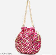 Mirror Worked Ethenic Potli Purse with pearls Handle