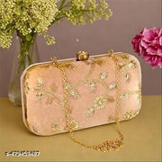 Rajasthani Party Clutch for Women Box Clutch with Golden Chain Sling Embroidery Bag