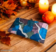 Fantastiqo Abstract Blue & Pink Clutch Bag for Women | Stylish Party & Ethnic Sling Purse | Modern Handbag