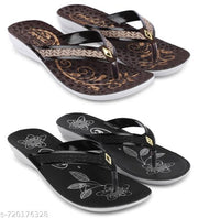 Ango Soft Footbed Sandals for Women Lightweight & Comfortable Daily Wear Fashion Sandals Pack of 2